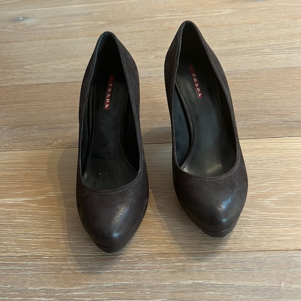 Brown Prada platform heels